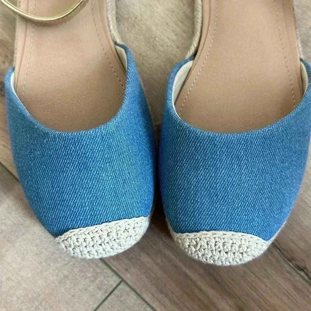 NEW Steve Madden Kids Girls Espadrilles Chambray Gold Sz 3